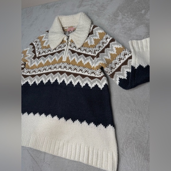 Show me your Mumu Sun Valley Fair Isle Pullover Faux Sherpa collar sweater - Picture 3 of 17